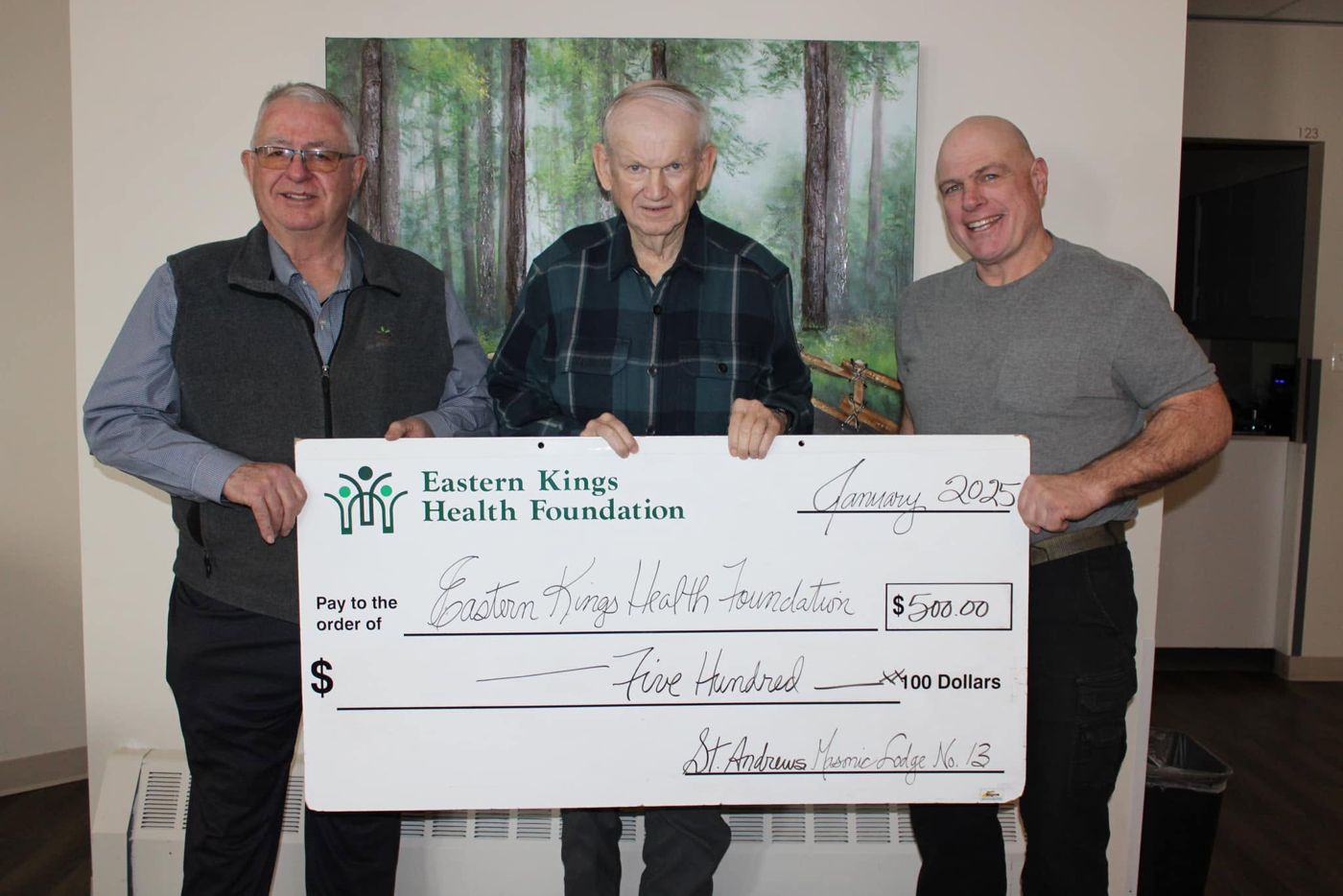 St. Andrew’s & St. George’s Masonic Lodge donation to the Eastern Kings Health Foundation